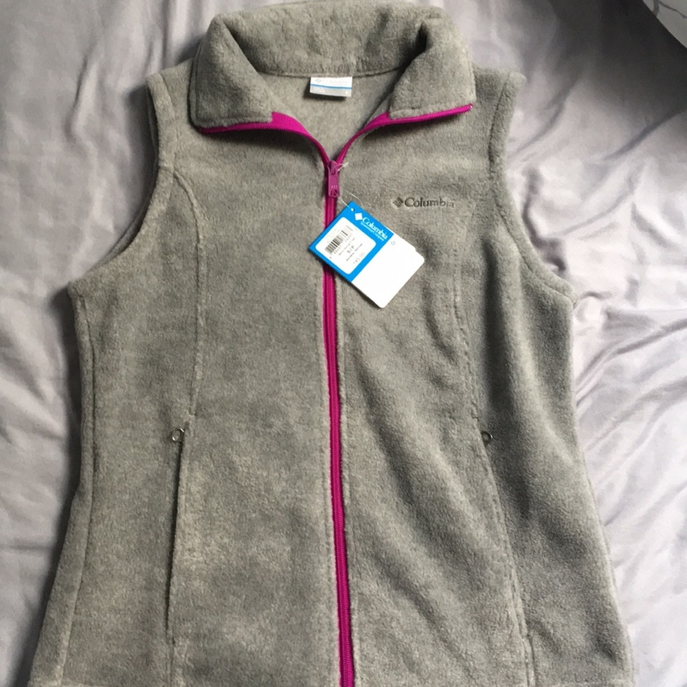 Light gray with purple zipper